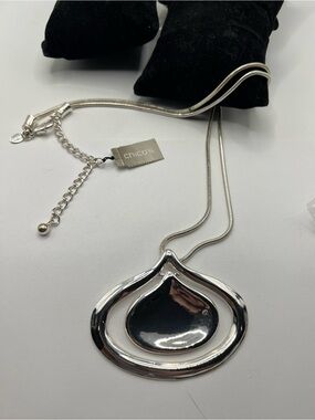 Chico's Silver Open Teardrop Pendant Necklace - Silver
